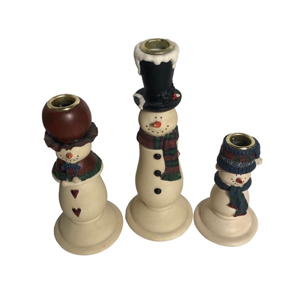Snowman Family candle holders set - Picture 3 of 4